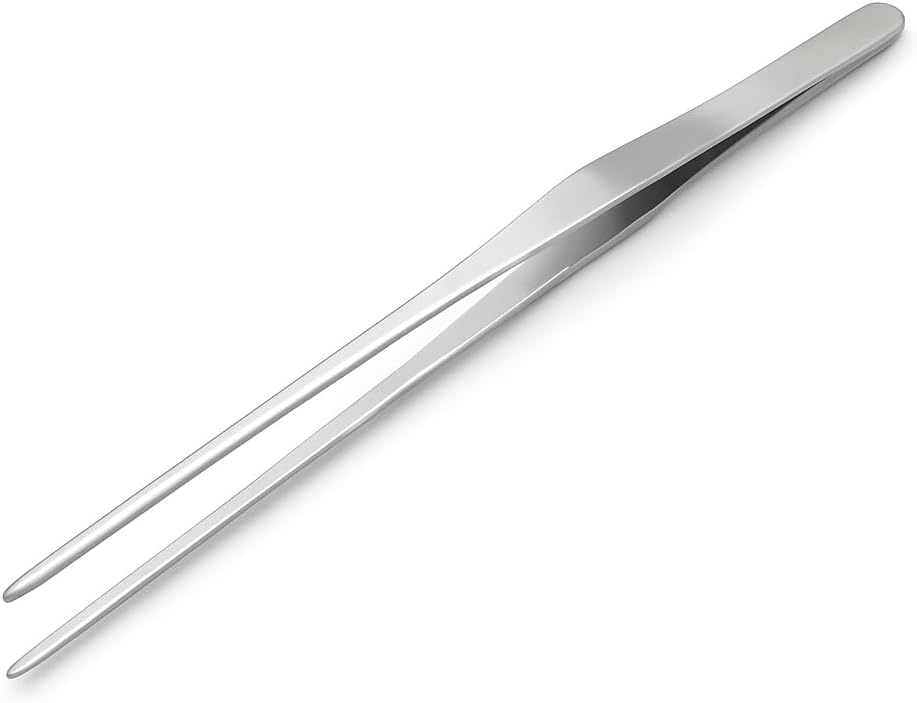 Mandala Crafts 15 Inches Silver Stainless Steel Straight Aquarium Tweezers for Aquatic Plants – Long Aquascape Forceps for Fish Tanks, Hospital Tanks, Goldfish Bowls, and Terrariums