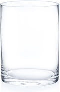 Enova Floral Clear Glass Cylinder Vase 6 x 8 Inches, Clear Flower Vases, Pillar Candle Hurricane Floating Candle Holder Vase, Glass Flower Vase for Wedding Centerpieces, Home Office décor (1 Piece)