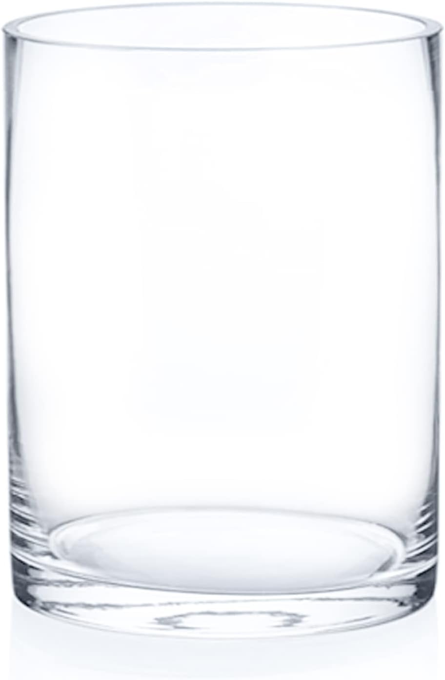 Enova Floral Clear Glass Cylinder Vase 6 x 8 Inches, Clear Flower Vases, Pillar Candle Hurricane Floating Candle Holder Vase, Glass Flower Vase for Wedding Centerpieces, Home Office décor (1 Piece)