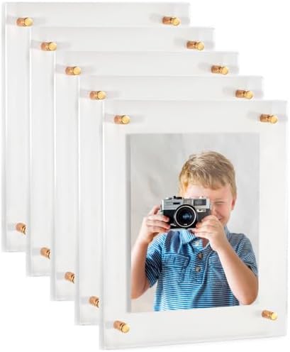 ArtToFrames 24x30 Inch Double Panel Floating Acrylic Picture Frame (Full Frame is 28x34) comes with Gold Standoff Hardware, Made in the USA, 5 Pack