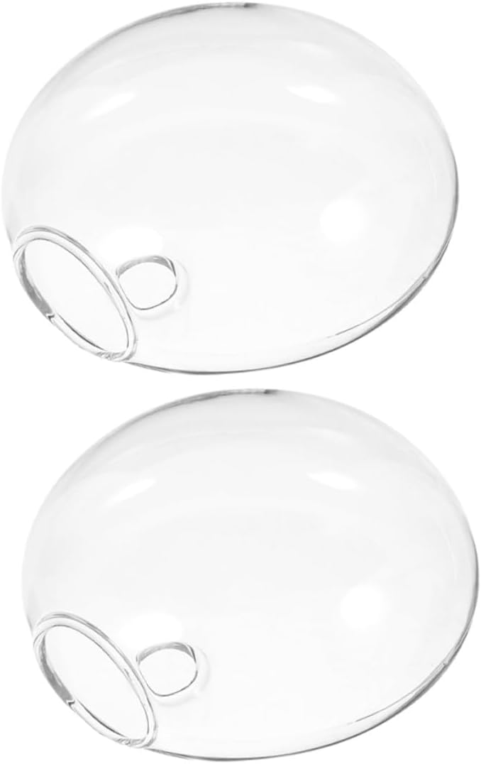 2pcs Clear Glass Hydroponic Wall Hanging Containers Space-Saving Vases for Indoor Plants Home Office Decor Transparent Terrarium Bowls for Root Display