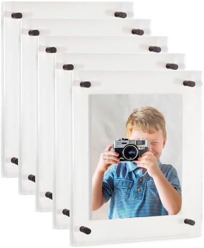 ArtToFrames 18x24 Inch Double Panel Floating Acrylic Picture Frame (Full Frame is 22x28) comes with Black Standoff Hardware, Made in the USA, 5 Pack