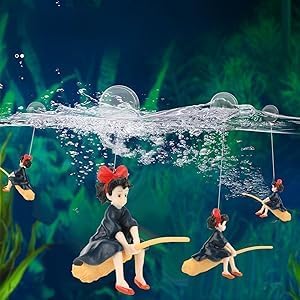 Pssopp 3Pcs Aquarium Ornament, Cute Little Witch Floating Aquarium Decorations Floating Fish Ornament Funny Device Lifelike Landscaping for Aquarium Accessories