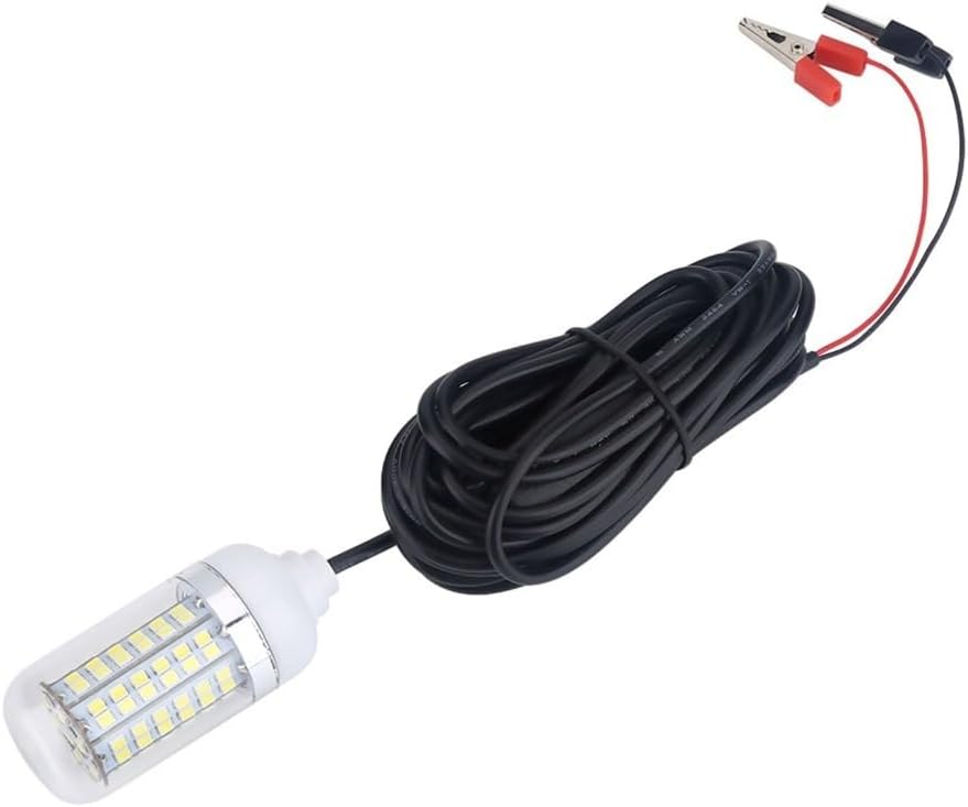 ‌12V 15W 108-LED Fishing Light IP68 Water Proof Submersible Underwater Lamp with 5M Cord for Night Fishing, Boats & Rafting