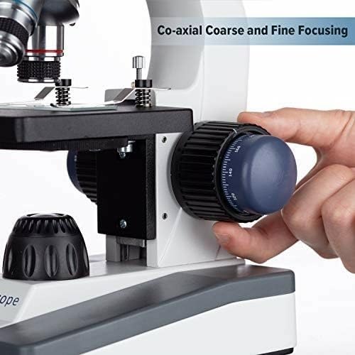AmScope - 40X-1000X Compound Monocular Student Microscope Set + Slide Preparation Kit + Science Experiment Cards - M150C-SP14-EXCL1
