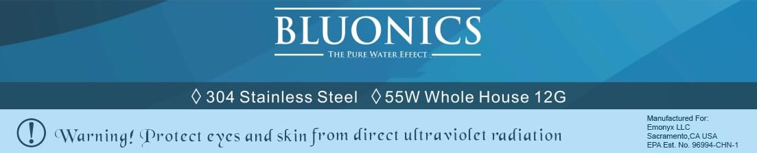 55W UV Ultraviolet Light Plus Sediment & Carbon Well Water Filter Purifier System with 3/4" Ports, 12 GPM UV with Bluonics Water Filter Housing System Size 4.5" x 10" Filters