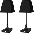 Rechargeable LED Table Lamps with Stepless Touch Control,Black Cordless Lamp for Living Room&Bedside&Patio&Shower,Small Desk Lamp(6000mAH Battery),2 Pack for Home Decor,Best Gifts for Family