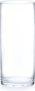 Enova Floral Cylinder Glass Vase 5 x 12 Inches Round Large Flower Vase, Pillar Candle Floating Candle Holder Vase, Tall Glass Vase for Flowers, Glass Vase for Decor, Wedding Centerpieces (1 Piece)