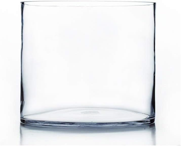 WGV Cylinder Vase Bulk, Width 10", Height 8", Clear Wide Large Diameter Flower Glassware, Floral Container, Planter Terrarium for Wedding Party Event, Home Accent Decor, 4 Pieces