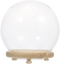 EXCEART Clear Glass Cloche Globe Display Dome Bell Jar with Wooden Base Terrarium Keepsake Display Globe with Light for Plants Succulents 13X13cm