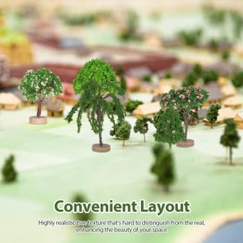5Pcs Mixed Model Mini Trees: Plastic Miniature Fairy Garden Trees with Wood Bases for Diorama Supplies, Model Train Scenery DIY Landscape & Fairy Garden Decoration