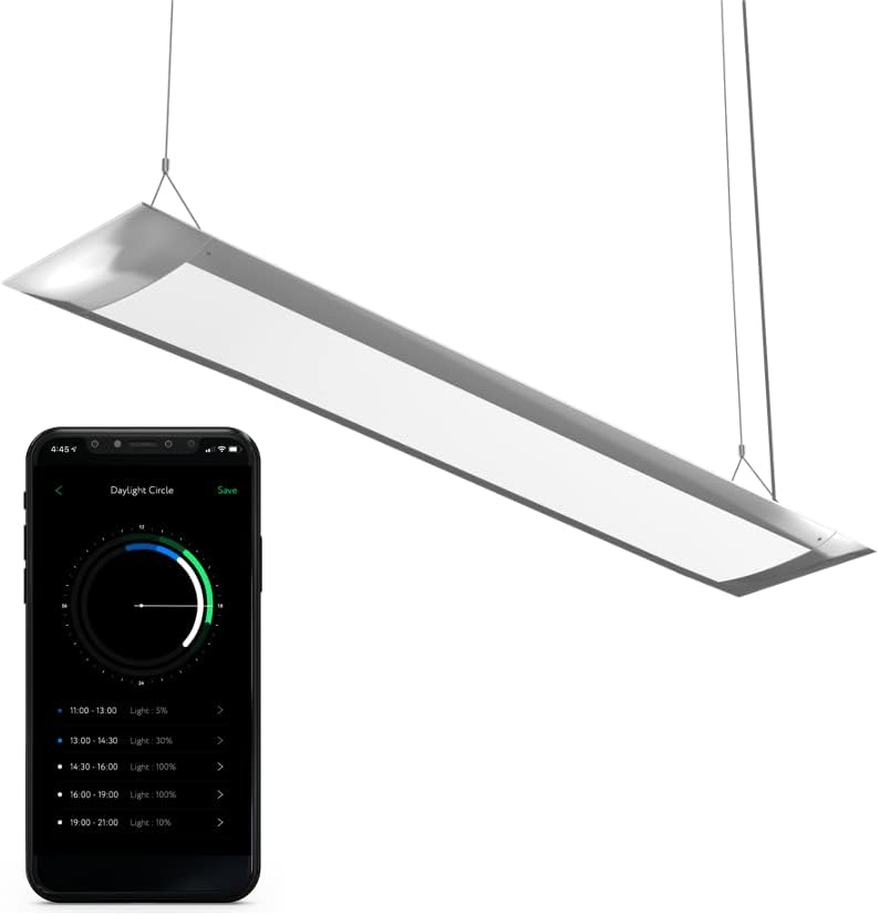ONF Flat One+ 36 Inch 24/7 Cycle Aquarium Light, Blue White Full Spectrum Colorfull LED Light, Fish Tank Light Brightness Dimmable & Color Temperature APP Controlled, Sunrise & Sunset, Pendant Style