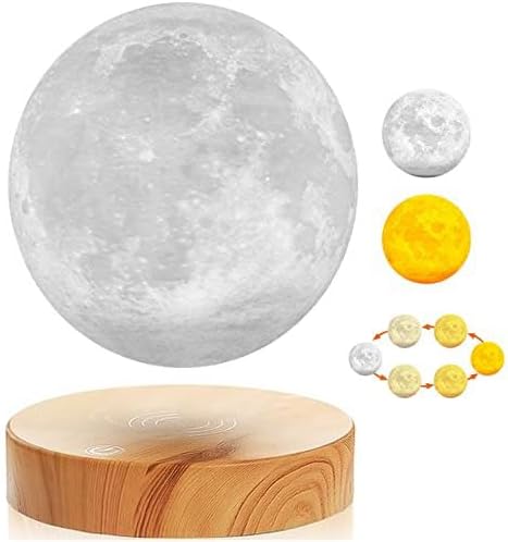 VGAzer Levitating Moon Lamp,Floating and Spinning in Air Freely with 3D Printing LED Moon Light Has 3 Colors for Unique Christmas Gifts,Room Decor (3 Colors)