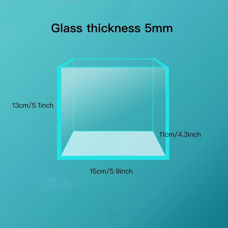 Small Nano Tall Rimless Tank, Glass Fish Tank, Betta Tank (0.7 Gallon, 5.9x4.3x5.1in/15x11x13cm)
