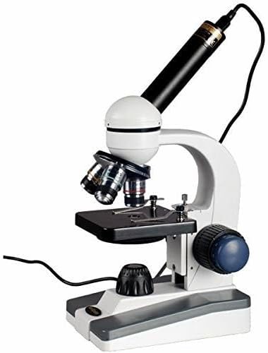 AmScope - 40X-1000X Compound Monocular Student Microscope Set + Slide Preparation Kit + Science Experiment Cards - M150C-SP14-EXCL1