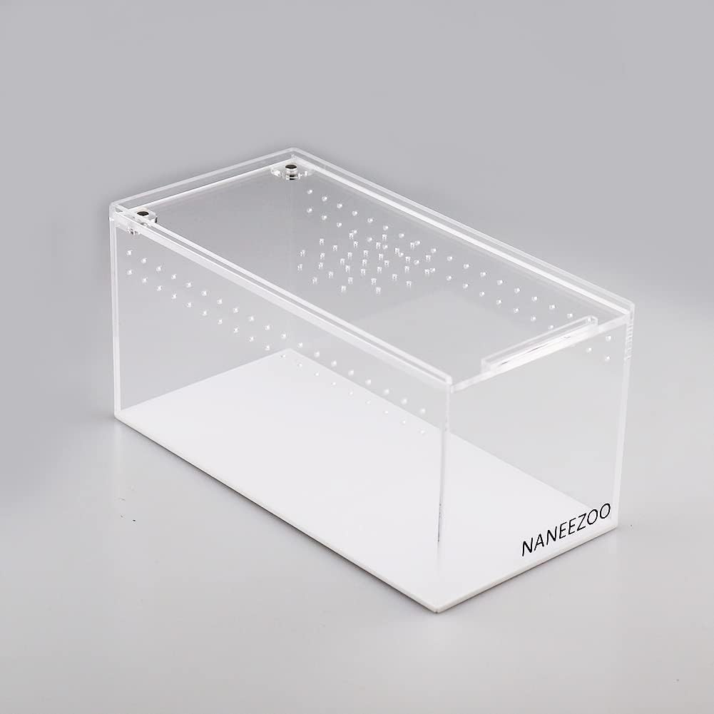 NANEEZOO Magnetic Acrylic Reptile Terrarium Enclosure, 8" x 4" x 4" Reptile Insect Breeding Box for Small Reptiles, Invertebrates, Mantis, Spider, Cricket, Tarantula