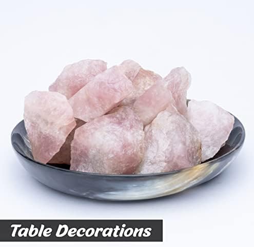 Crocon 1LB Rose Quartz Rough Bulk Natural Stone Raw Stone Tumbling Cabbing Polishing Mining Chakra Balancing Reiki Healing Good Luck Home Office Decor
