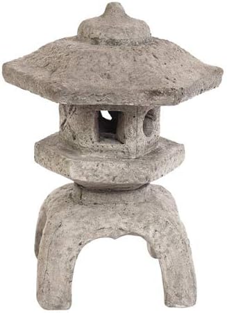 Medium 3-Piece Japanese Lantern – 22" H x 17" W x 17" D – Concrete Garden Statue – Outdoor Pagoda Decor – Heavy Stone Sculpture – Made in USA
