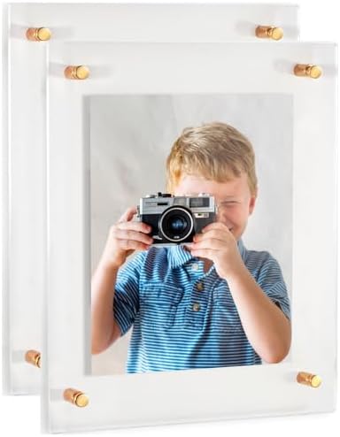 ArtToFrames 30x40 Inch Double Panel Floating Acrylic Picture Frame (Full Frame is 34x44) comes with Gold Standoff Hardware, Made in the USA, 2 Pack
