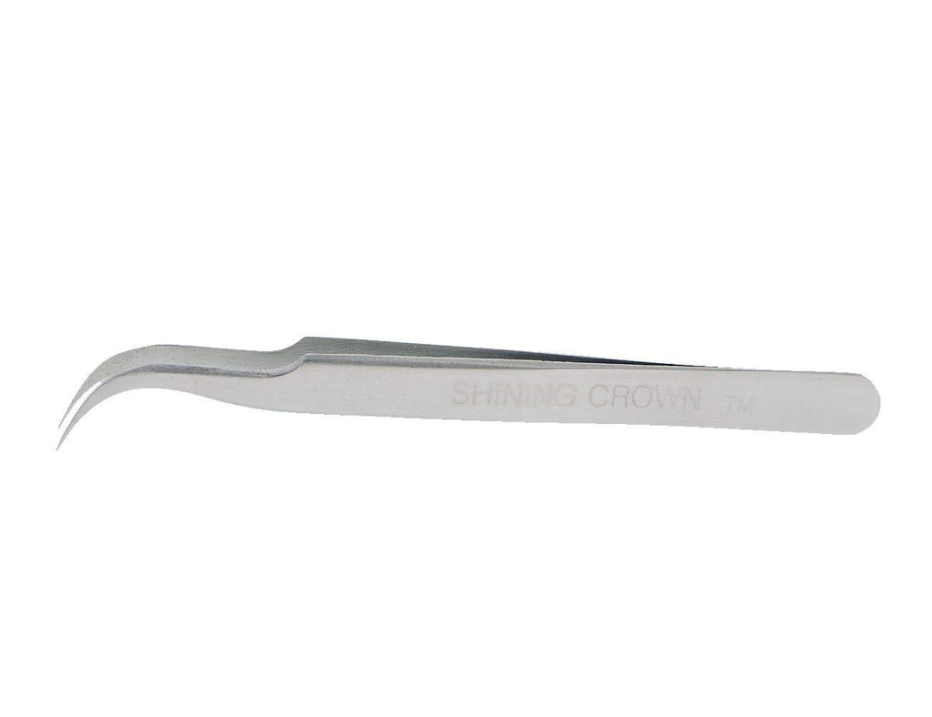 SHINING CROWN Tweezers for Eyelash Extension Straight and Curved 2PCS Set