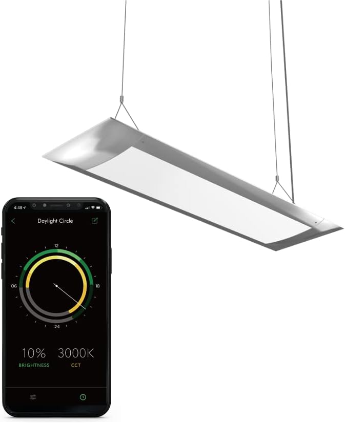 ONF Flat One+ 24 Inch 24/7 Cycle Aquarium Light, Yellow White Full Spectrum ColorFull LED Light, Fish Tank Light Brightness Dimmable & Color Temperature APP Controlled, Sunrise & Sunset, Pendant Style