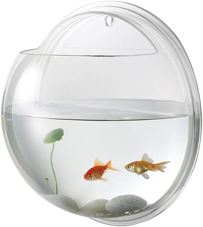 Alipis Fish Tank Round Glass Vase Wall Mounted Acrylic Fish Bowl Fish Bubble Betta Fish Tank, Wall Hanging Plant Terrarium Hydroponic Pot for Air Plant Clear Glass Vases Aquarium