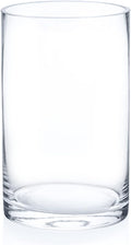 Enova Floral Clear Glass Cylinder Vase 6 x 10 Inches Round Flower Vase, Pillar Candle Floating Candle Holder Vase, Tall Glass Vase for Flowers, Glass Vase for Decor, Wedding Centerpieces (1 Piece)