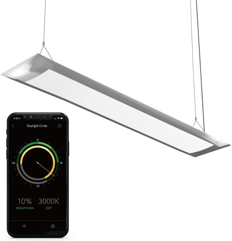 ONF Flat One+ 36 Inch 24/7 Cycle Aquarium Light, Yellow White Full Spectrum Colorfull LED Light, Fish Tank Light Brightness Dimmable & Color Temperature APP Control, Sunrise & Sunset, Pendant Style