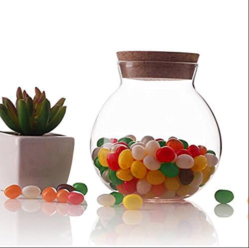 1Pcs 500ml/17oz Clear Glass Bottles with Cork Stopper -Empty Refillable Round Food Flower Tea Candy Seasoning Storage Container Vial Jars