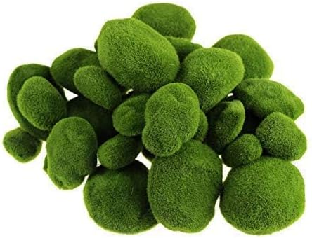 40 Pieces Artificial Moss Rocks Decorative Faux Green Moss Covered Stones (3 Size)