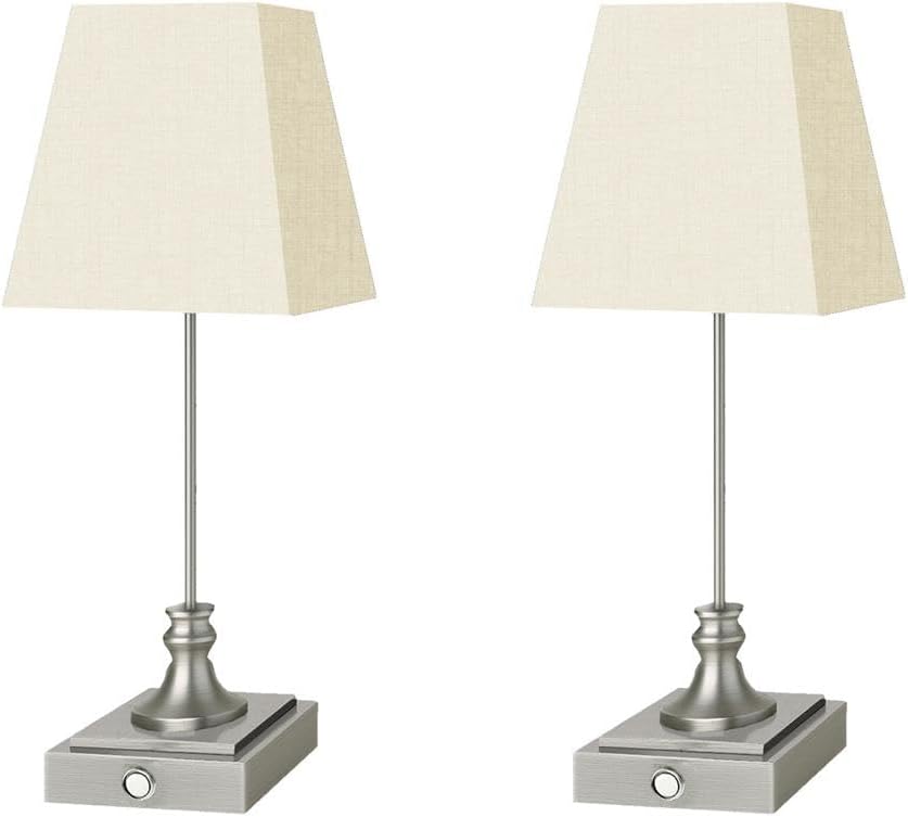 Rechargeable LED Table Lamps with Stepless Touch Control,Sliver Cordless Lamp for Living Room&Bedside&Patio&Shower,Small Desk Lamp(6000mAH Battery),2 Pack for Home Decor,Best Gifts for Family