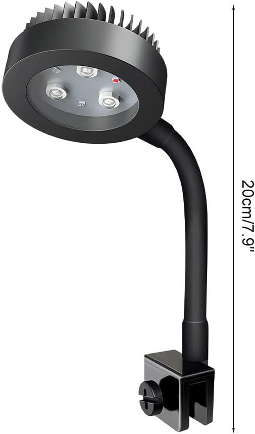 DONGKER Clip On Aquarium LED Light,10-Level Brightness Adjustment Aquarium Full Spectrum Light with 3h/9h/12h Timer & 360° Rotation Lamp Rod for Tank Thickness 0.7cm/0.3" or Less