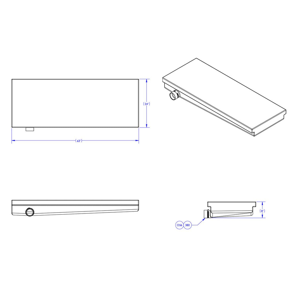 RecPro RV Holding Tank | 63" X 24" X 8" | Left Hand Side Drain | for Black Water Applications | Made in USA (40 Gallon)