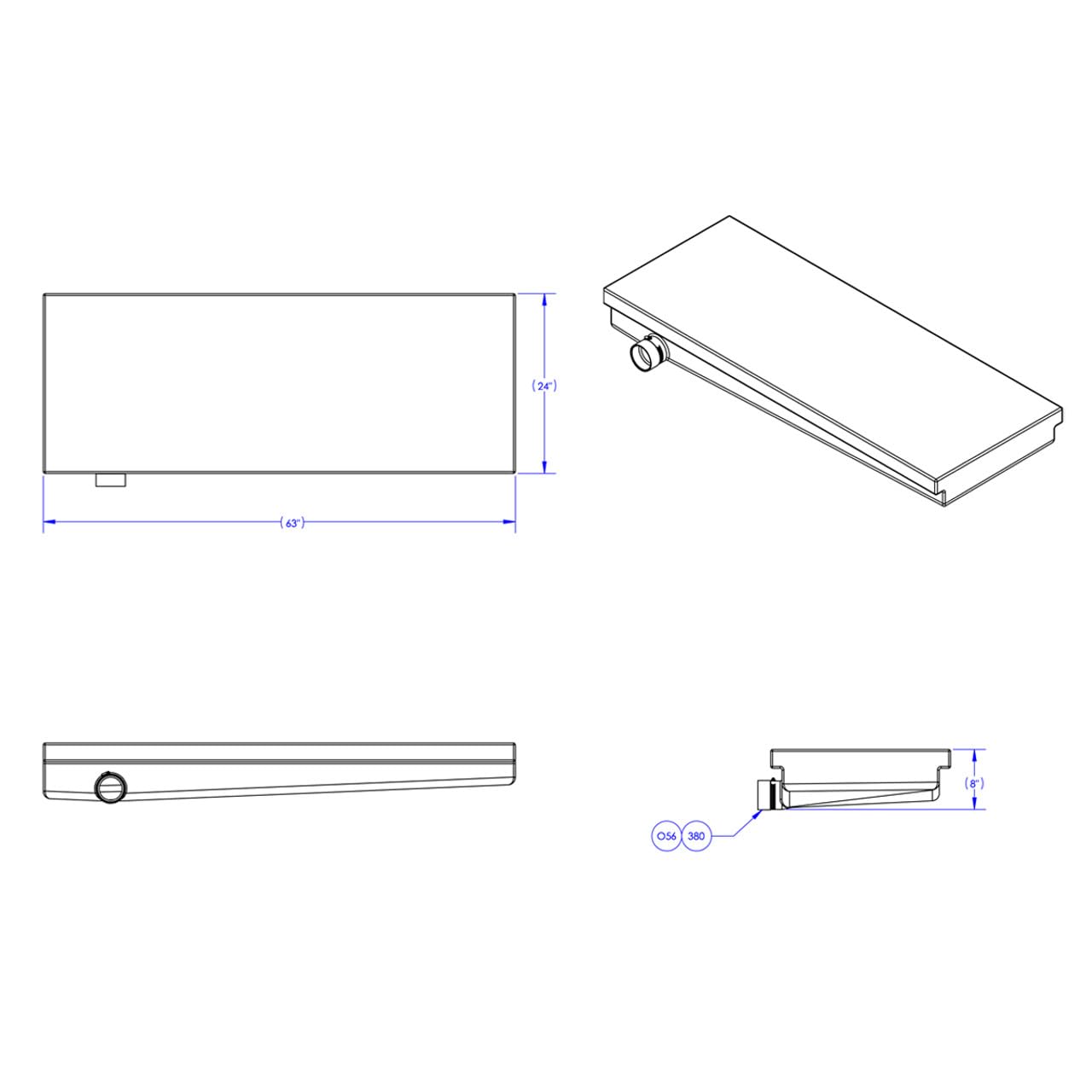RecPro RV Holding Tank | 63" X 24" X 8" | Left Hand Side Drain | for Black Water Applications | Made in USA (40 Gallon)