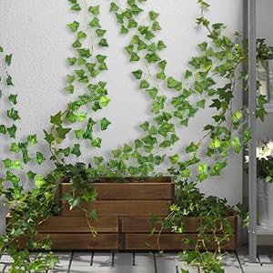 CQURE 42 Pack 294Ft Artificial Ivy Garland,Ivy Garland Fake Vines UV Resistant Green Leaves Fake Plants Hanging Vines for Home Kitchen Wedding Party Garden Wall Room Decor