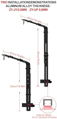 Professional Adjustable Height Aquarium Light Bracket, Black Aluminum Alloy Fish Tank Lamp Stand Kit for Hanging Light, Easy Installation
