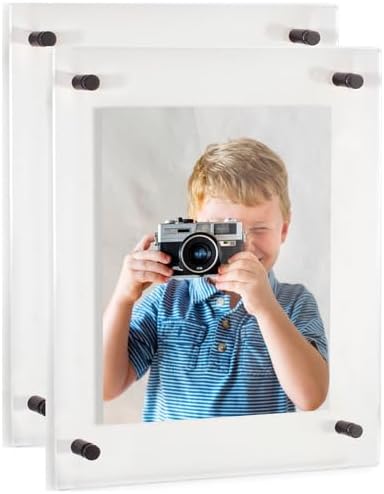 ArtToFrames 15x30 Inch Double Panel Floating Acrylic Picture Frame (Full Frame is 19x34) comes with Black Standoff Hardware, Made in the USA, 2 Pack