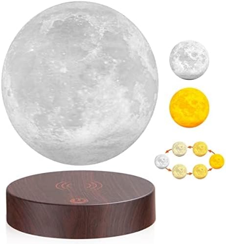 VGAzer Magnetic Levitating Moon Lamp Night Light Floating and Spinning in Air Freely with LED Lights for Home,Office Decor,Unique Holiday Gifts,Night Light