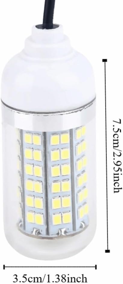 ‌12V 15W 108-LED Fishing Light IP68 Water Proof Submersible Underwater Lamp with 5M Cord for Night Fishing, Boats & Rafting