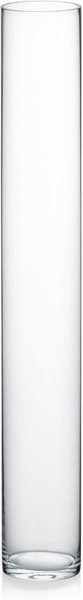 WGVI Quality Thick Weighted Tall Clear Cylinder Glass Vases, 4" W x 28" H, Flower Arrangement Floating Candle Holders Wedding Centerpieces Event Floral Container Floor Display Home Décor, 1 Piece