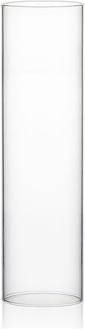 WGVI Hurricane Candle Holder Sleeve, Wide 3", Height 10", Clear Glass Cylinder Candleholder, Chimney Tube, Open Ended Candle Shade, 1 Piece