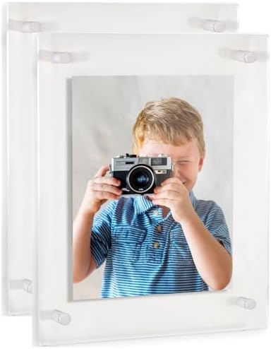 ArtToFrames 18x30 Inch Double Panel Floating Acrylic Picture Frame (Full Frame is 22x34) comes with White Standoff Hardware, Made in the USA, 2 Pack