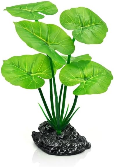 Artificial Fish Tank Decorations Plants, Aquarium Decor Plant Plastic Realistic Silk Plants for Fish Tank Leaf Pad Hammock for Small Tank, Goldfish 1PCS