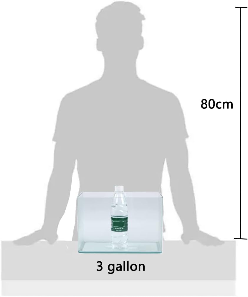 3 Gallon Aquarium Fish Tank, Rimless Aquarium Tank, 11.8" L × 7.9" H × 7.1" W