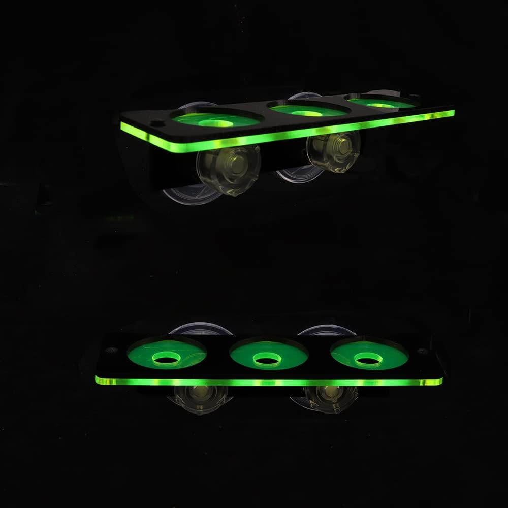 kcrygogo Coral Frag Holder Acrylic Coral Rack with Powerful Double Suction Cup and Placstic Screws Suitable for Household Fish Tanks (2pcs 3 Plug Hole,Fluorescent Green and Orange)