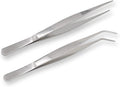 7 Inch Stainless Steel Tweezers with Straight and Curved Serrated Tip Multipurpose Forceps for Craft Repairing 2 Pack