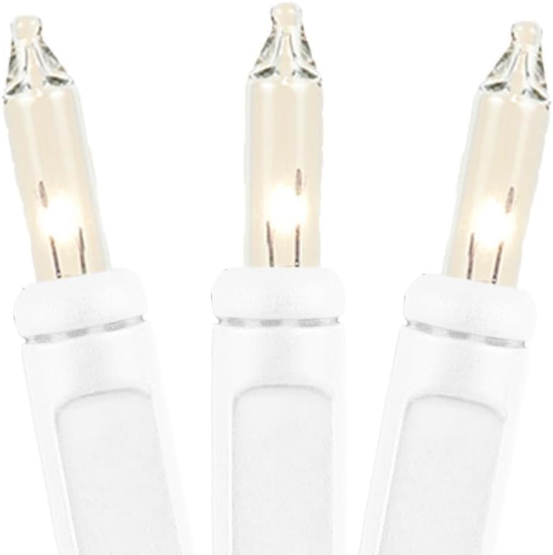 Novelty Lights 5.5 Feet 10 Bulb Clear Mini Light String on White Wire, Non-Connectable Incandescent Fairy Lights for Bottles and Crafts, 4" Bulb Spacing, 24" Lead, Stackable Fused Plug