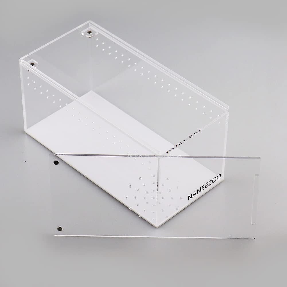 NANEEZOO Magnetic Acrylic Reptile Terrarium Enclosure, 8" x 4" x 4" Reptile Insect Breeding Box for Small Reptiles, Invertebrates, Mantis, Spider, Cricket, Tarantula