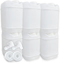 5-Gallon Stackable Water Storage Containers, 5 Gallon Tanks w/8 Lids + 2 Spigots, Easy Fill, Survial Supply Emergency Water Storage for Camping and Disaster Preparedness, RV, 6 Tank, (30 Gallon)