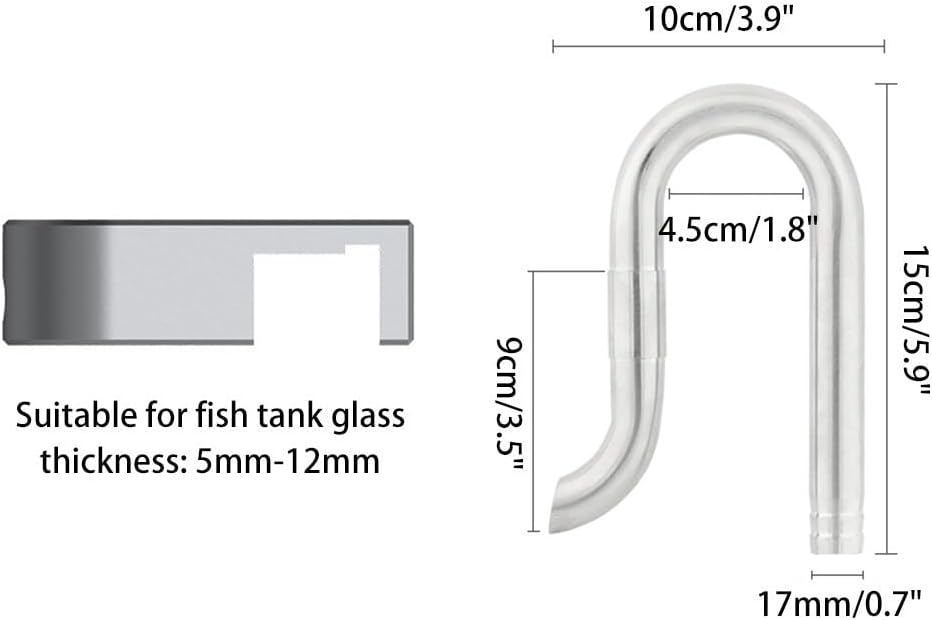 DONGKER Aquarium Lily Pipe,Stainless Steel Surface Skimmer Strainer Tube 360° Rotation with Fixing Bracket for Aquarium Tank